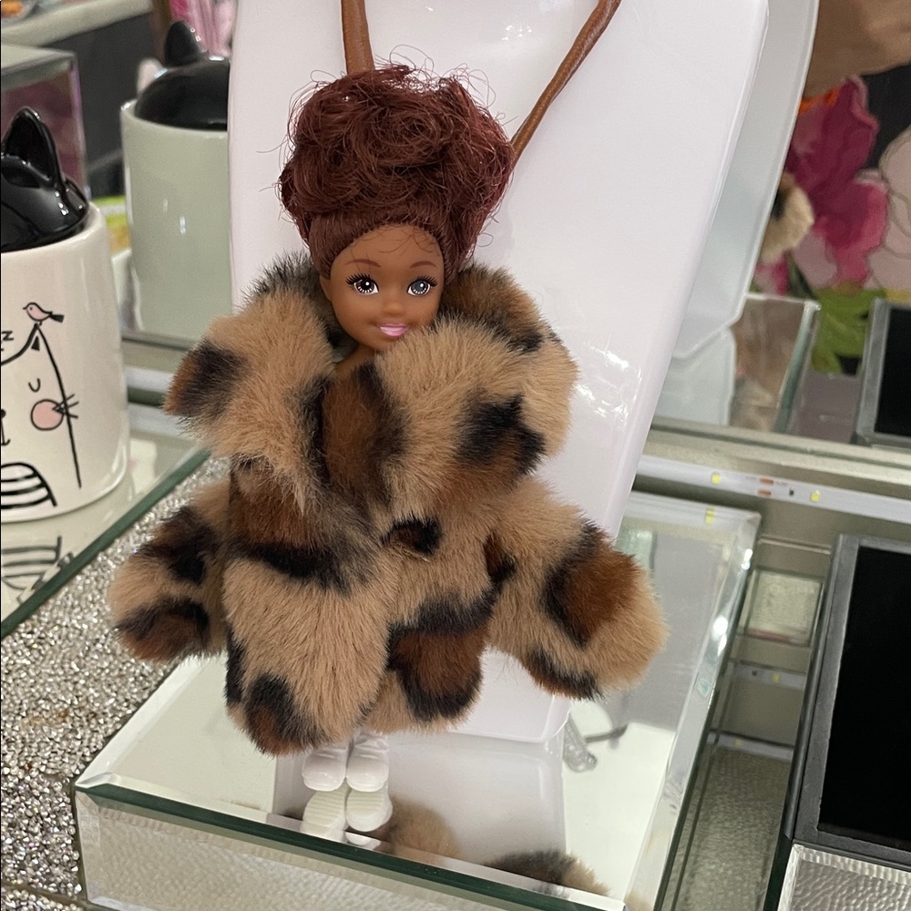 Source Unknown Brown & Black Spotted Faux Fur Doll Coat